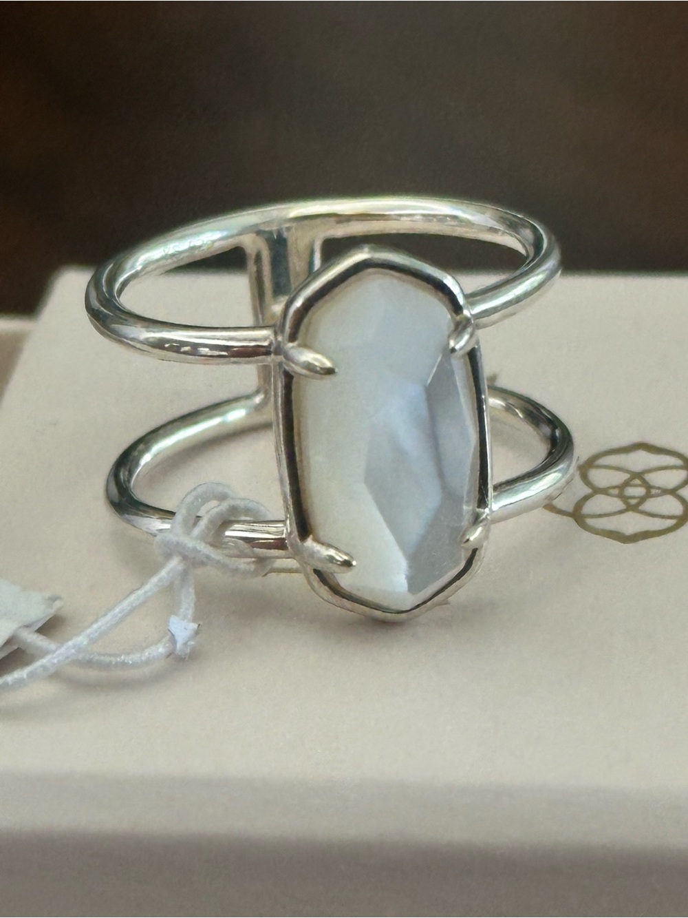 Elyse Sterling Silver Double Band Ring in Ivory Mother-of-Pearl